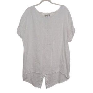 Terzo Millenio Crochet Lace Linen Shirt Womens Size Medium White Beach Italian